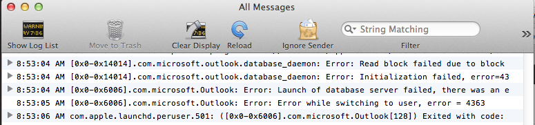 outlook for mac 2011 doesn